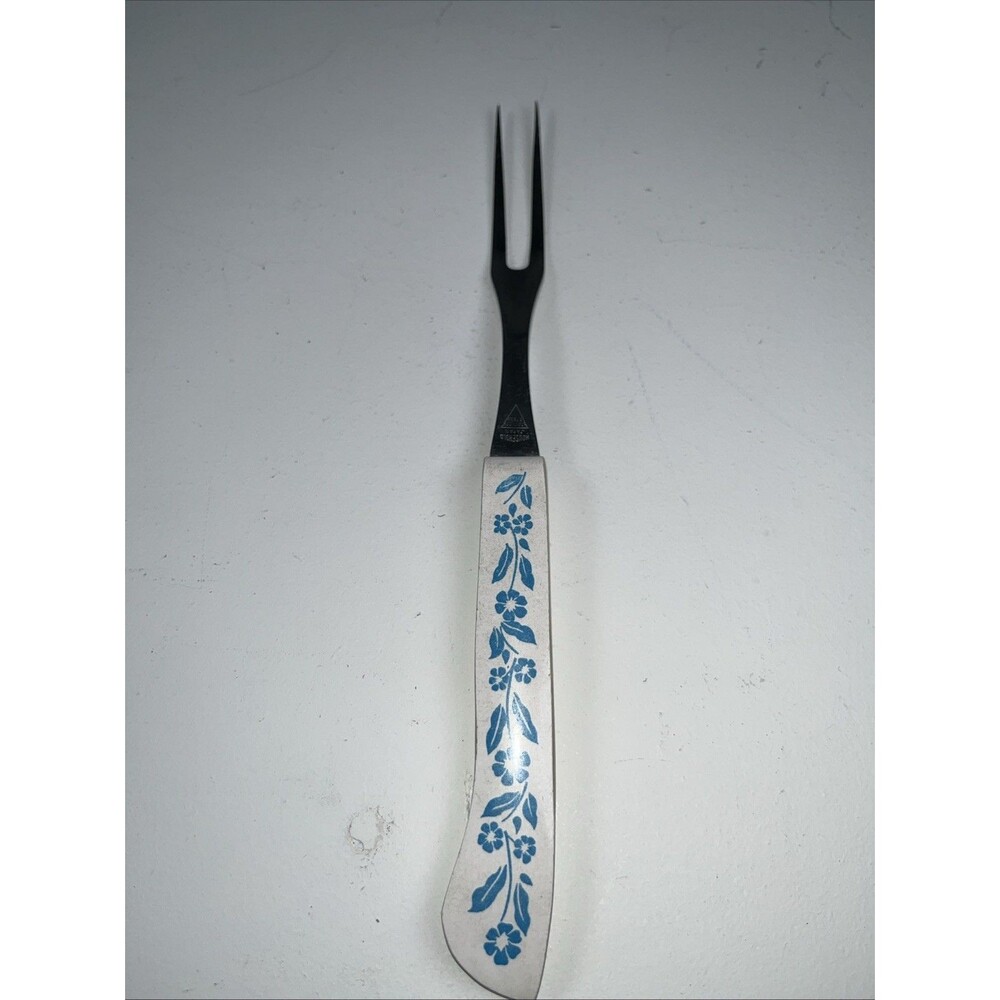 Vintage Meat Fork Blue Cornflower Household Japan Decor 9.5" Cottagecore Farm